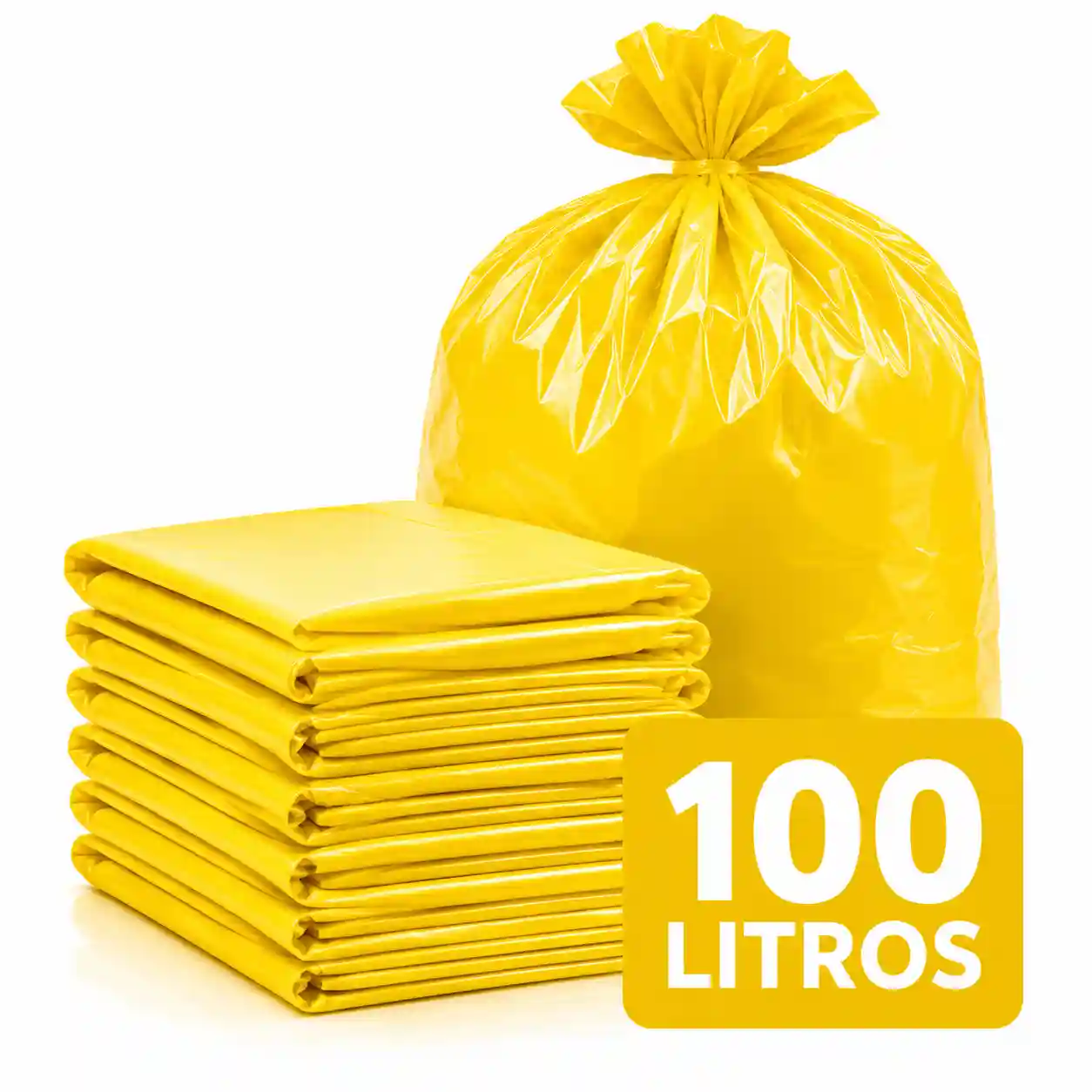 Saco de lixo 100 litros amarelo para coleta seletiva de metal