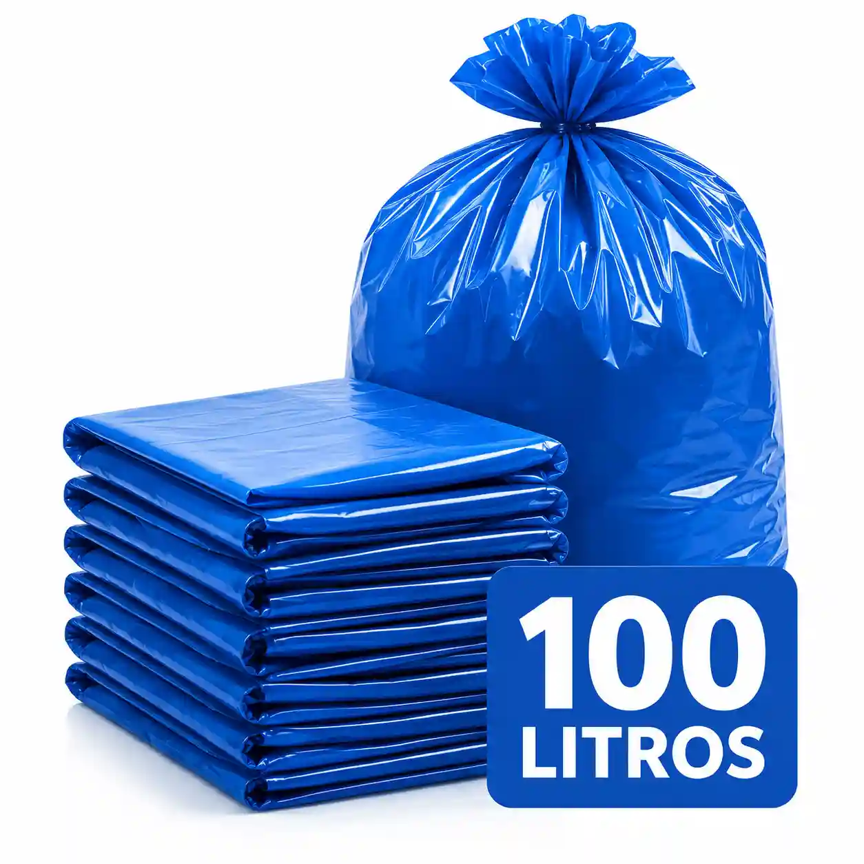 Saco de lixo 100 litros azul para coleta seletiva de papel e papelão