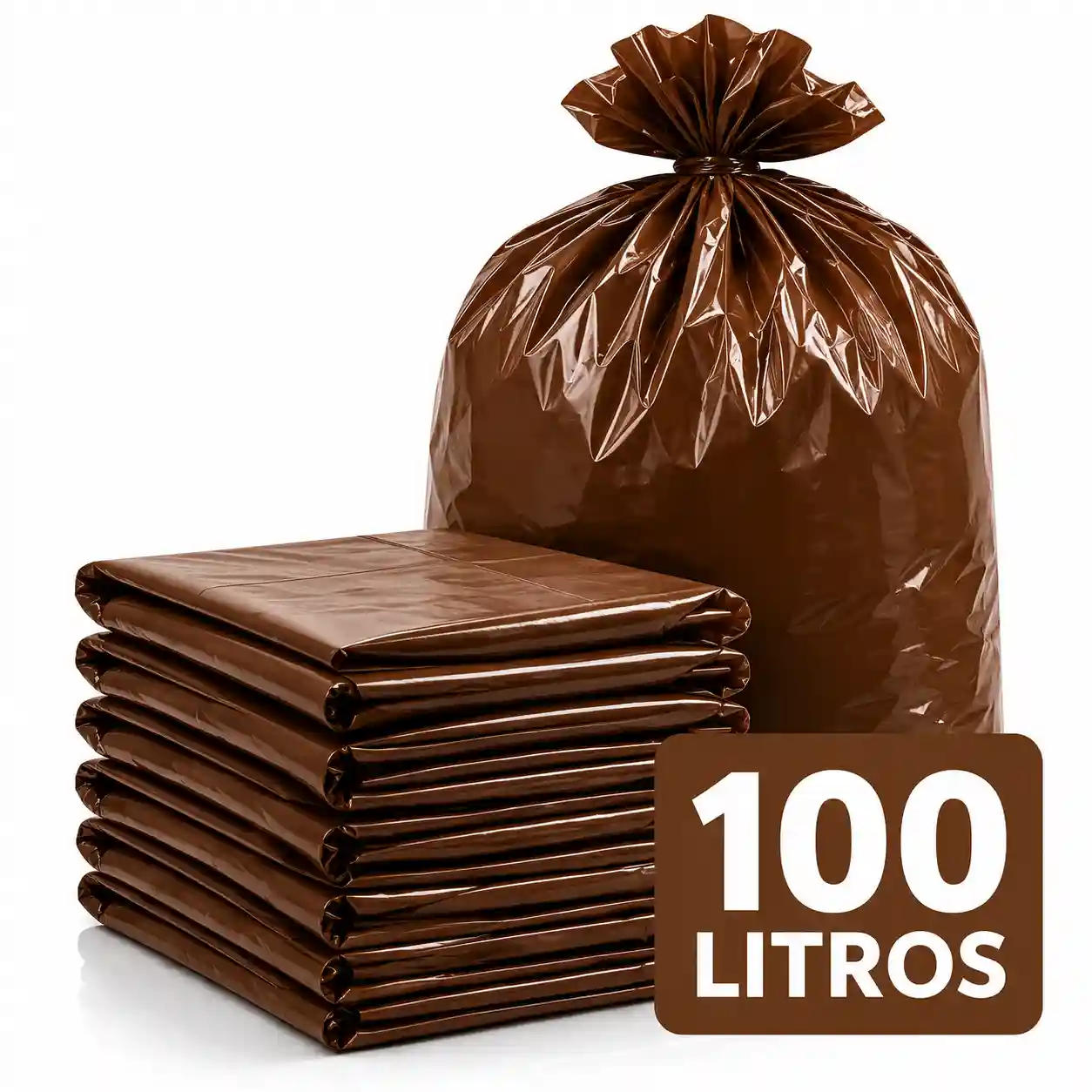 Saco de lixo 100 litros marrom para resíduo orgânico de cozinhas