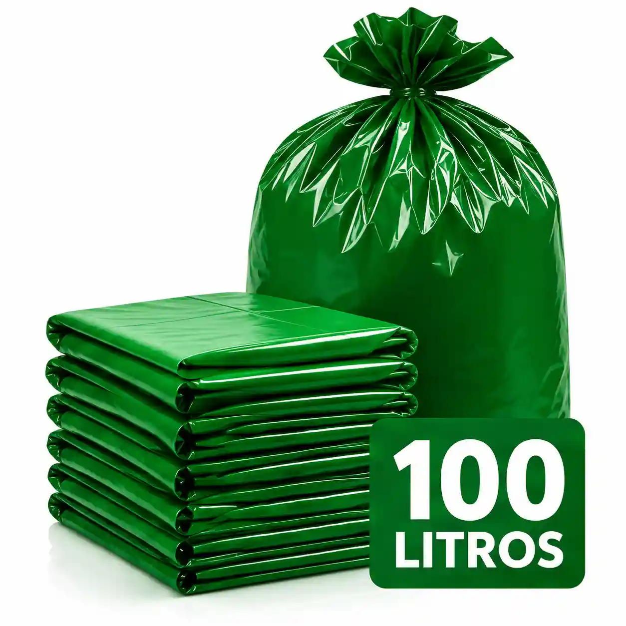 Saco de lixo 100 litros verde para coleta seletiva de vidro