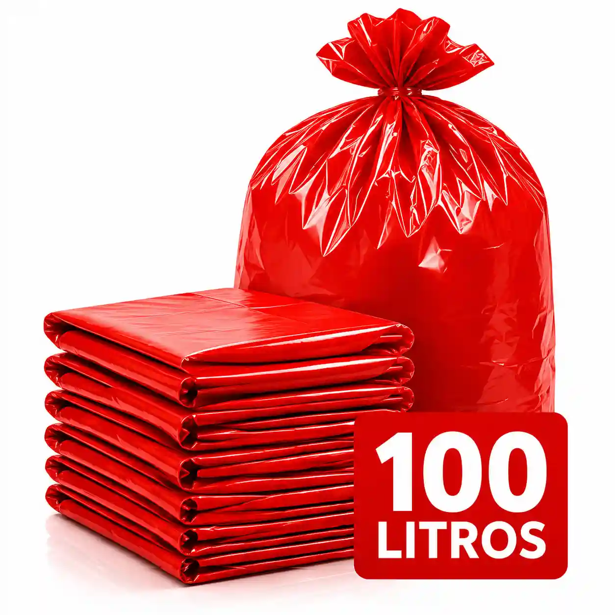 Saco de lixo 100 litros vermelho para coleta seletiva de plástico